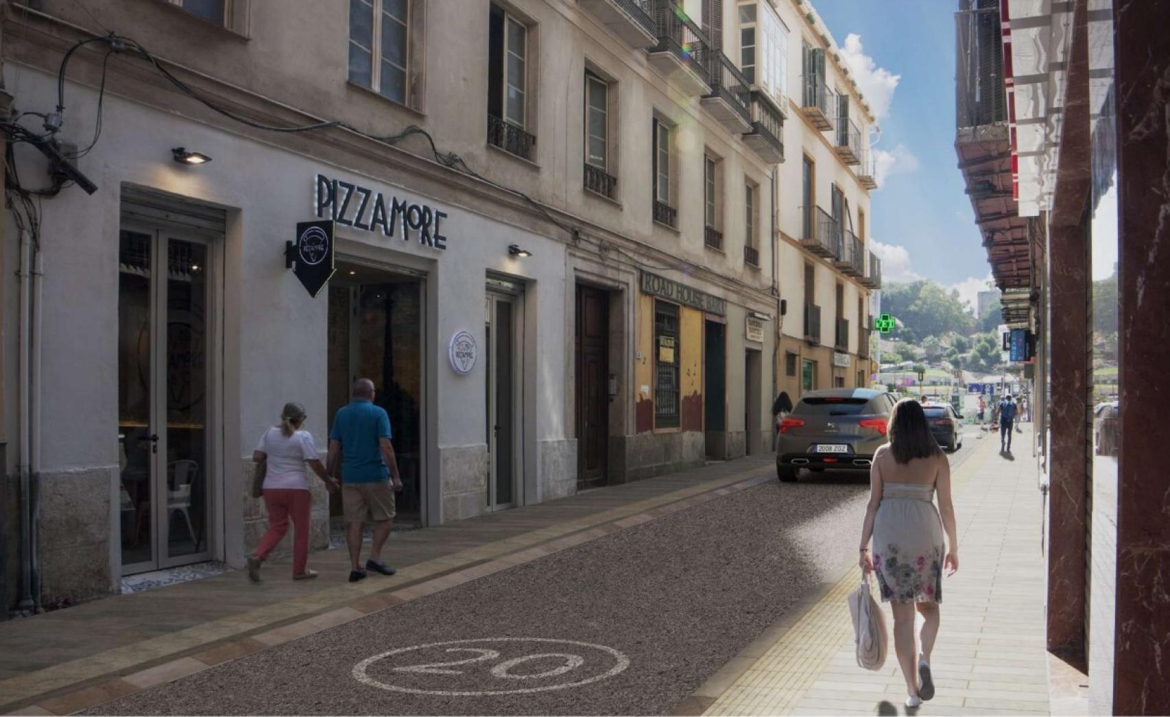 Parte final del trazado de la calle Álamos, en Málaga.