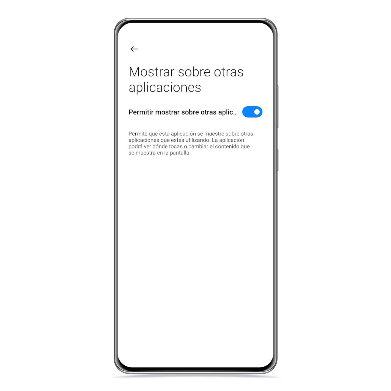 Permiso para mostrar sobre otras aplicaciones