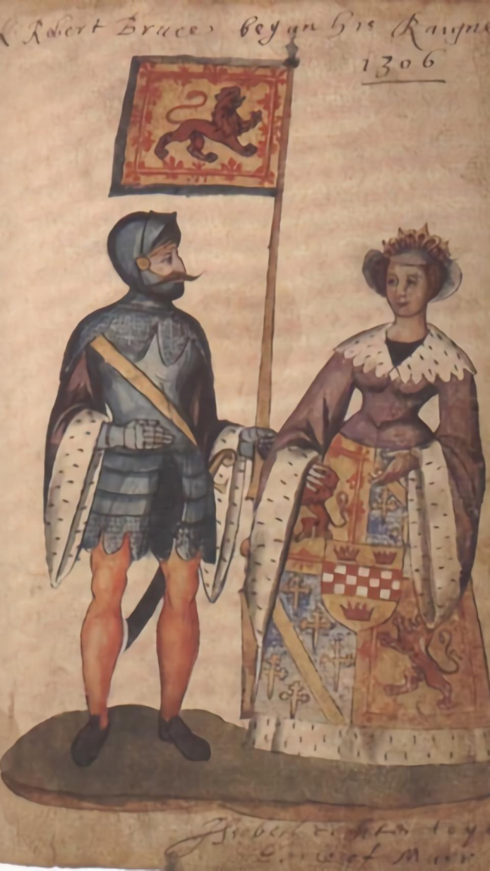 Representación de Robert ‘The Bruce’ y su primera esposa.