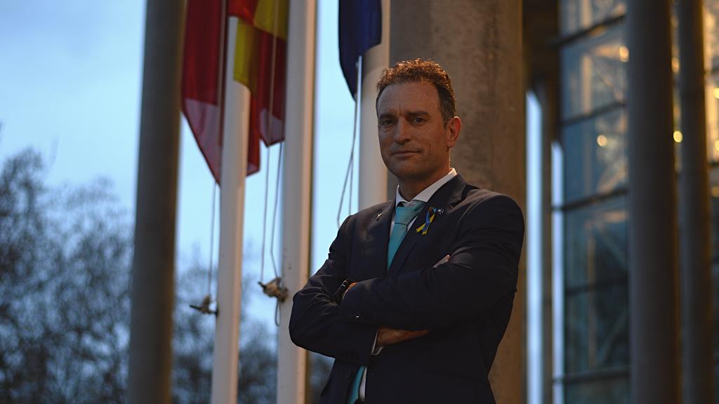 Daniel Portero, presidente de Dignidad y Justicia, en la Asamblea de Madrid.