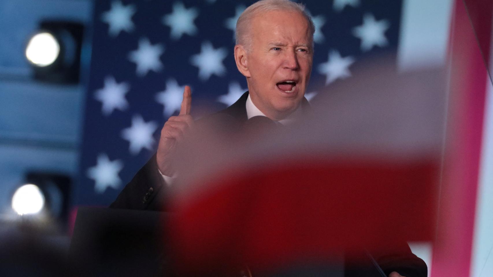 El presidente estadounidense, Joe Biden, durante su discurso en el Palacio Real de Varsovia.