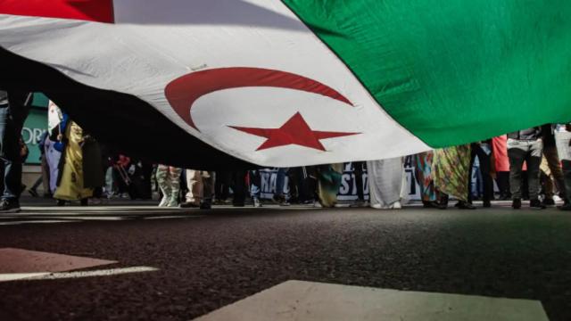 Bandera del Frente Polisario en una manifestación en Madrid el pasado mes de noviembre. Foto: EP.