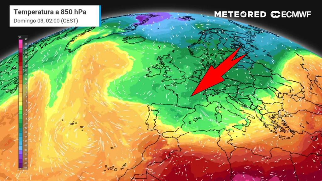 La entrada de aire ártico procedente del norte de Europa. Meteored.