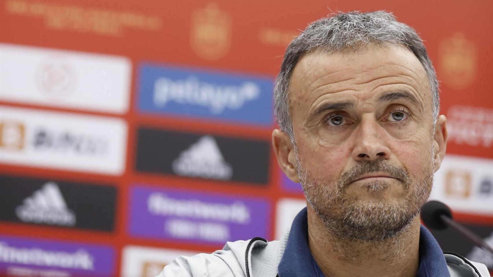 Luis Enrique, en rueda de prensa con la selección española de fútbol