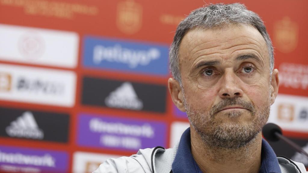 Luis Enrique, en rueda de prensa con la selección española de fútbol
