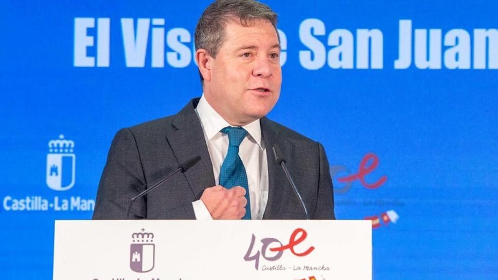 Emiliano García-Page este lunes en El Viso de San Juan (Toledo).