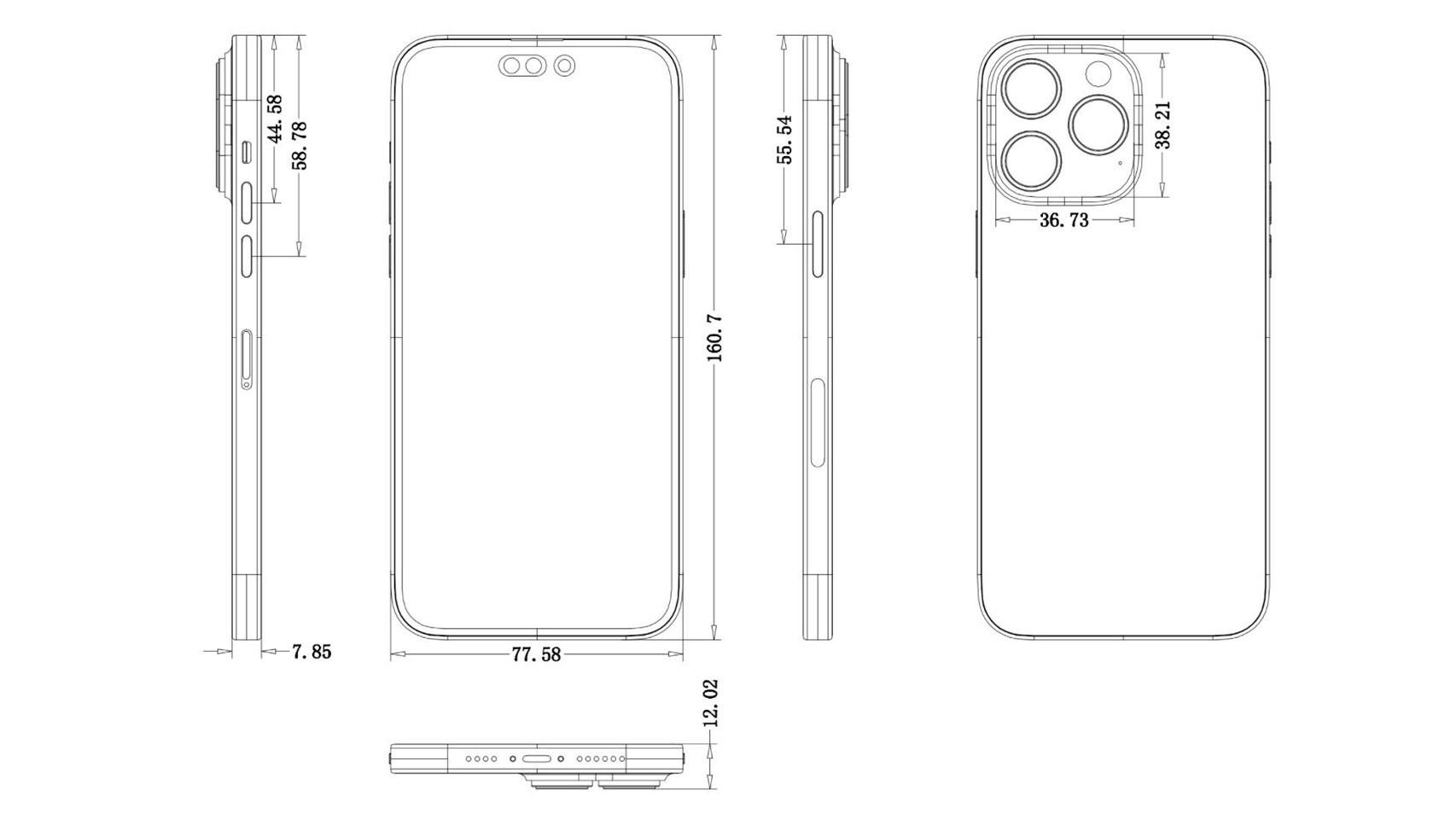 Esquemas de los iPhone 14 Pro.
