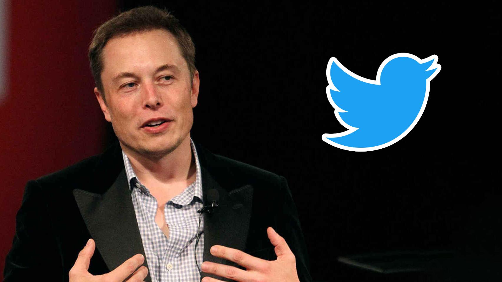 Elon Musk junto al logo de Twitter.