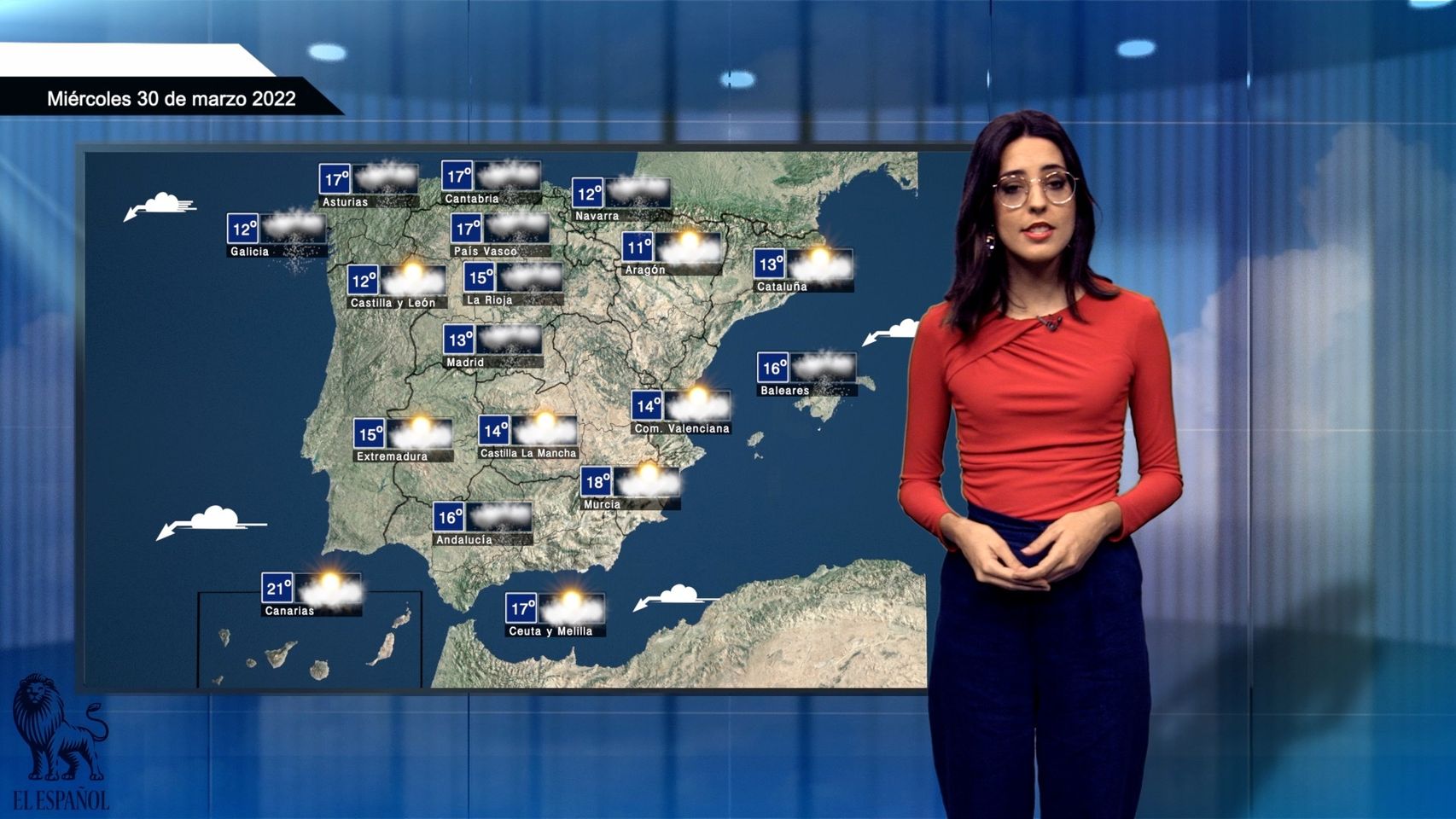 El tiempo para el miércoles 30 de marzo.