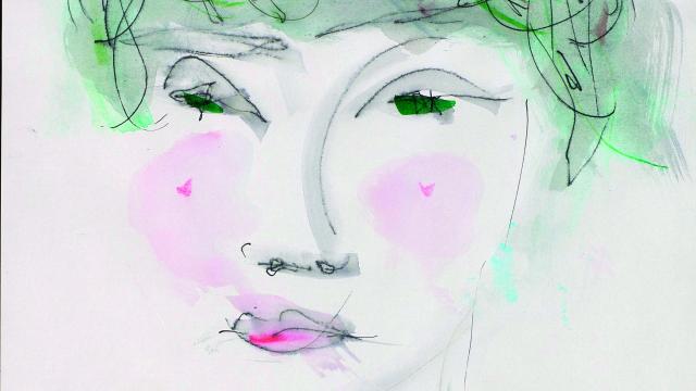 Dibujo inédito de José Hierro de su hija Marga, 2002