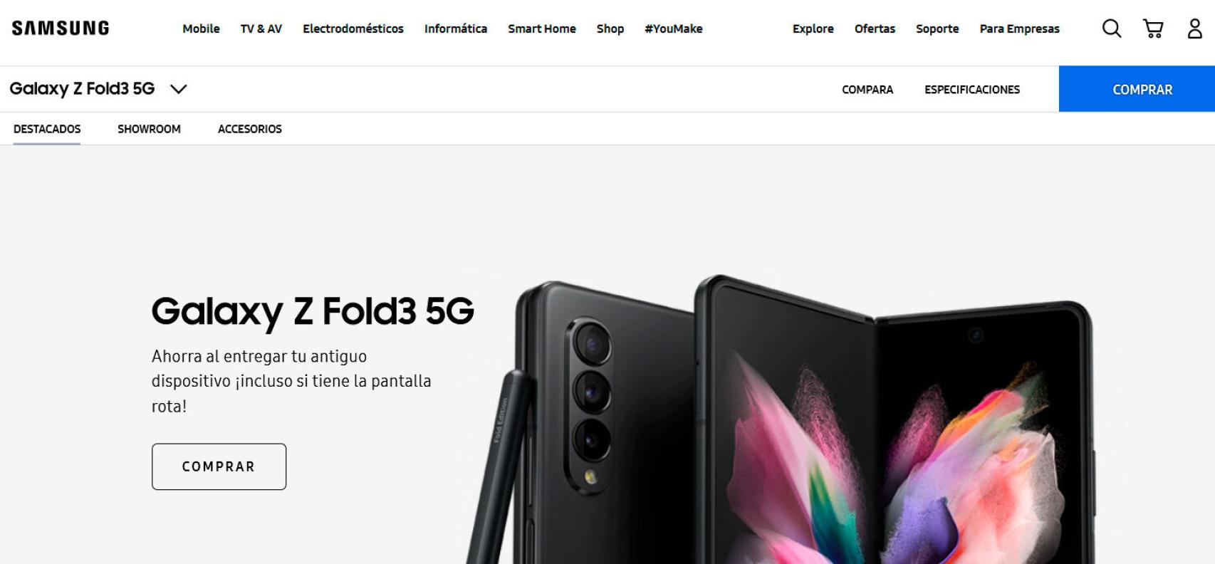 Página web de Samsung España