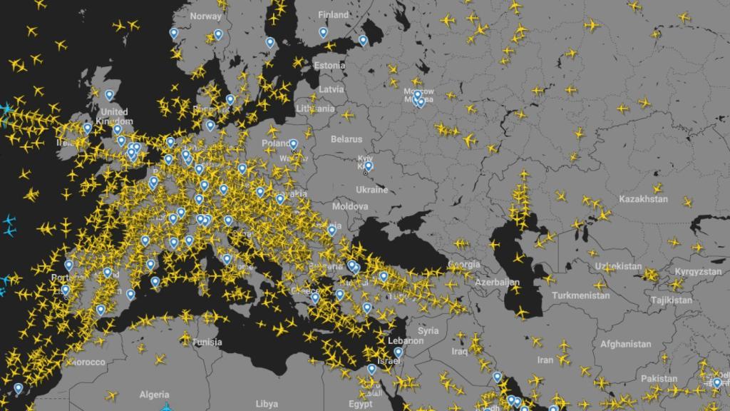 Imagen del espacio aéreo a 29 de marzo de 2022.