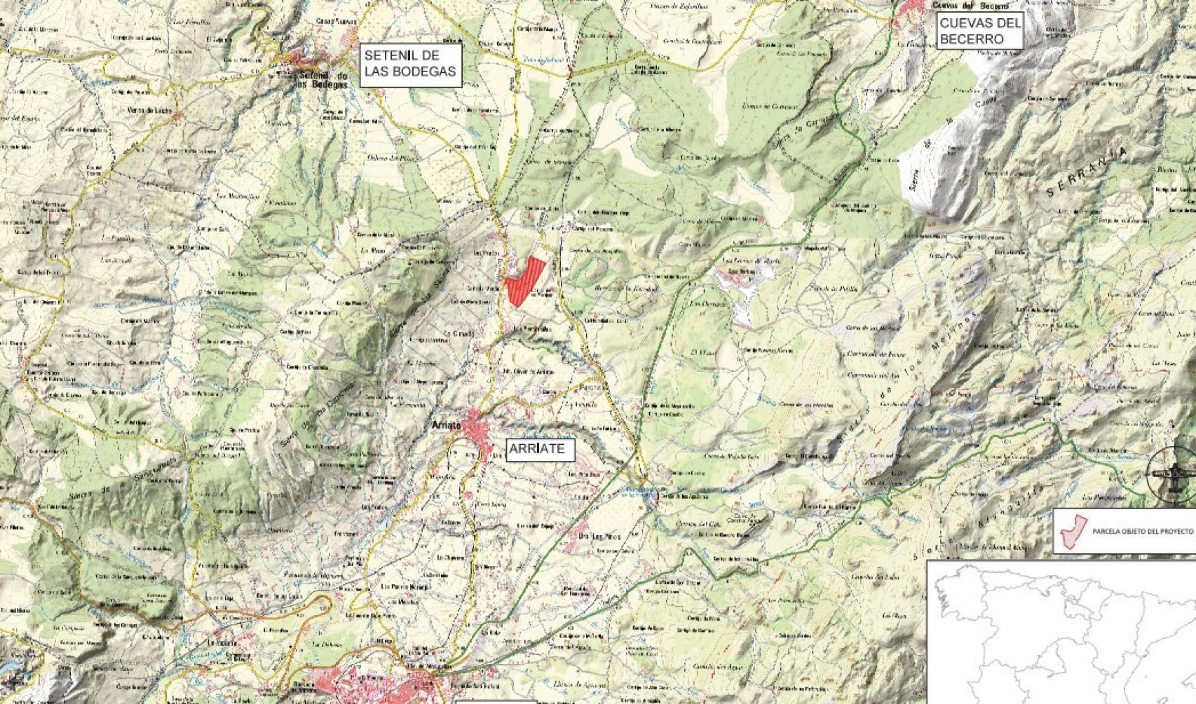 Ubicación de la parcela donde se proyecta el aeropuerto de Ronda.