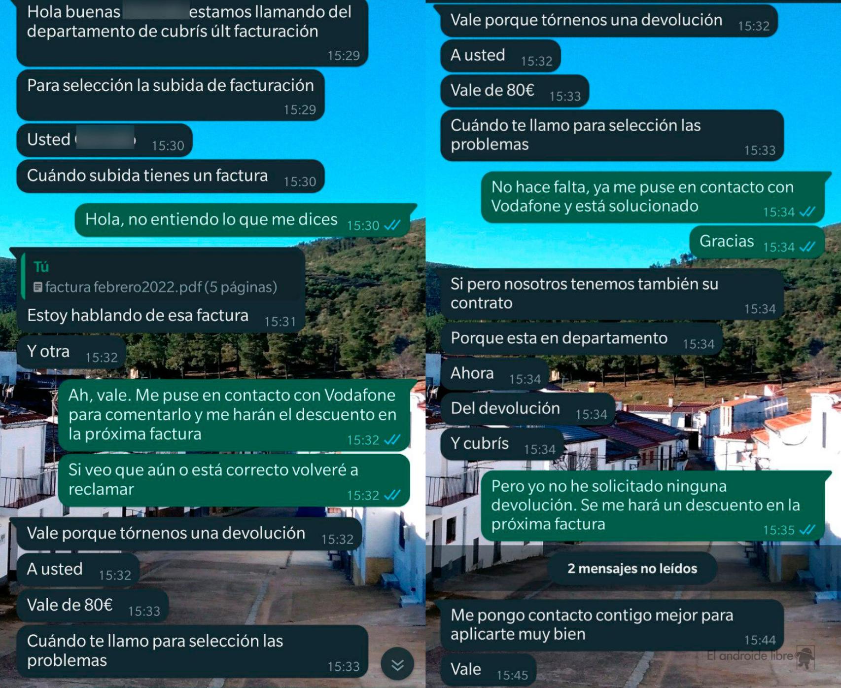 Ejemplo de lenguaje usado en intentos de estafa