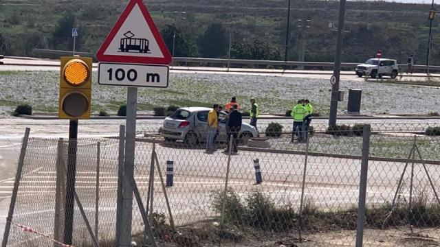 Estado en el que ha quedado el coche impactado.
