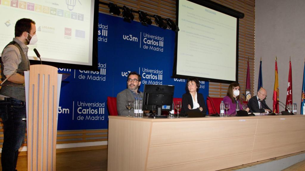 Jorge Barrero, director general de COTEC; Sara Martín, vicerrectora adjunta de Política Científica UC3M; Teresa Riesgo, secretaria general de Innovación; y Francisco Marín,  vicepresidente de la comisión I+D+I de la CEOE.
