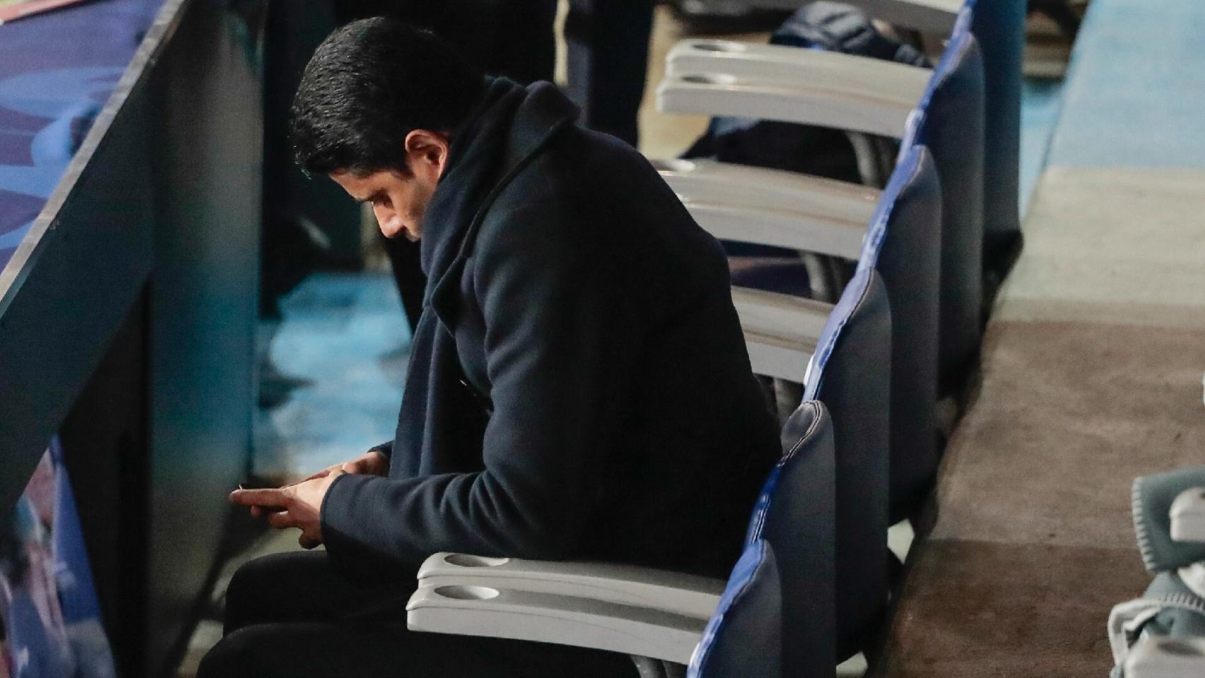 Nasser Al-Khelaifi, en el palco del PSG.