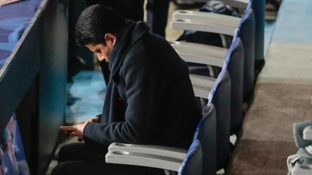 Nasser Al-Khelaifi, en el palco del PSG.