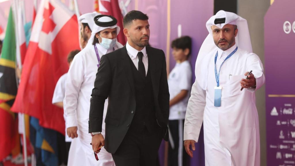 Sergio 'Kun' Agüero en un evento en Qatar como representante de la selección argentina
