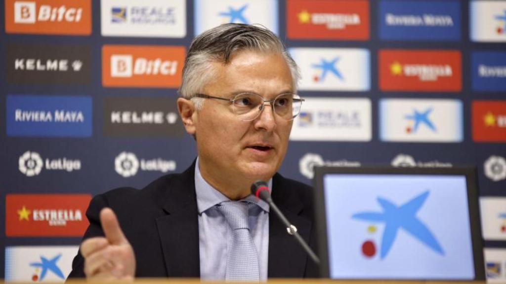 José María Durán durante una rueda de prensa en su etapa en el Espanyol