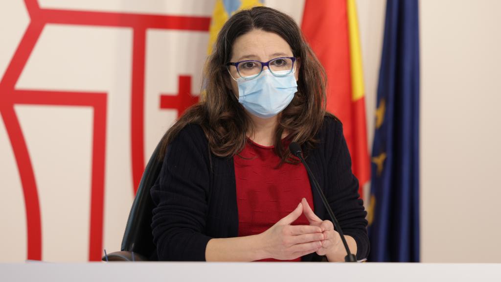 Mónica Oltra durante una rueda de prensa tras el pleno del Consell.