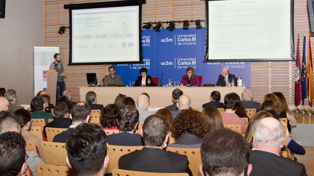 Un instante de la presentación de los diez retos de innovación presentados en el Parque Científico y Tecnológico de la UC3M.