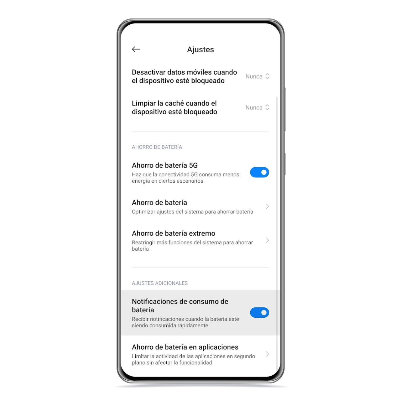 Notificación de consumo de batería