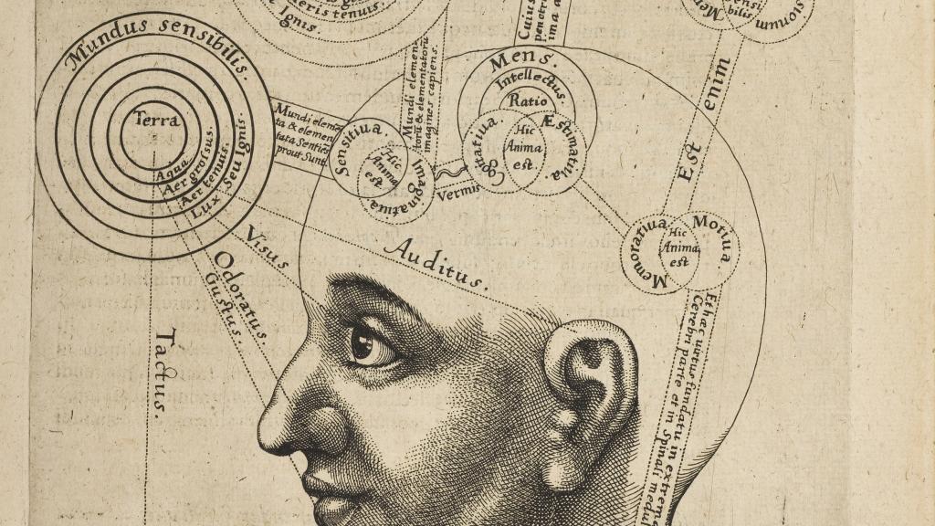 Dibujo del triple alma del hombre, según Robert Fludd (1618).