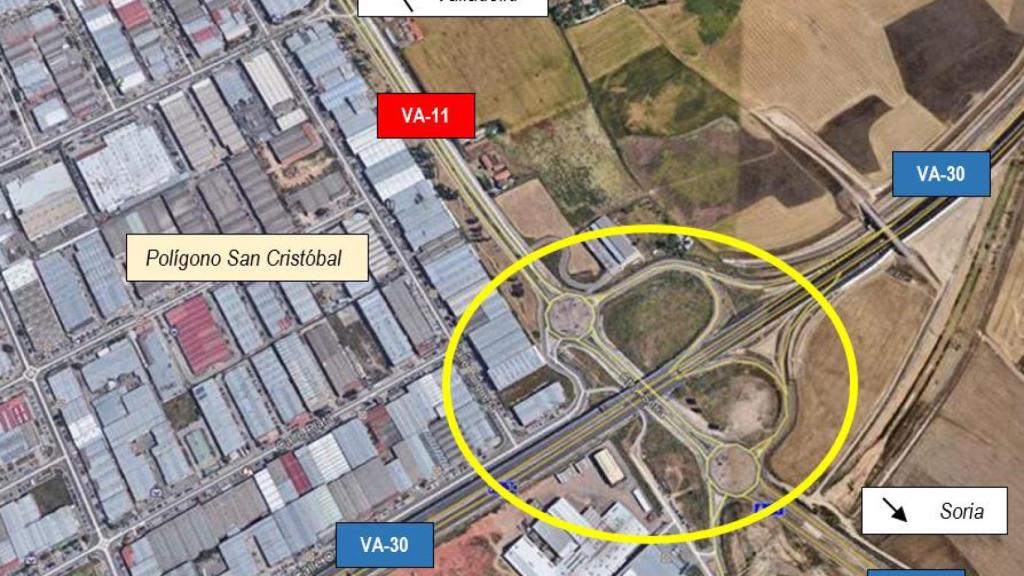 La Ronda Exterior de Valladolid VA-30 con la autovía A-11 y la carretera N-122a