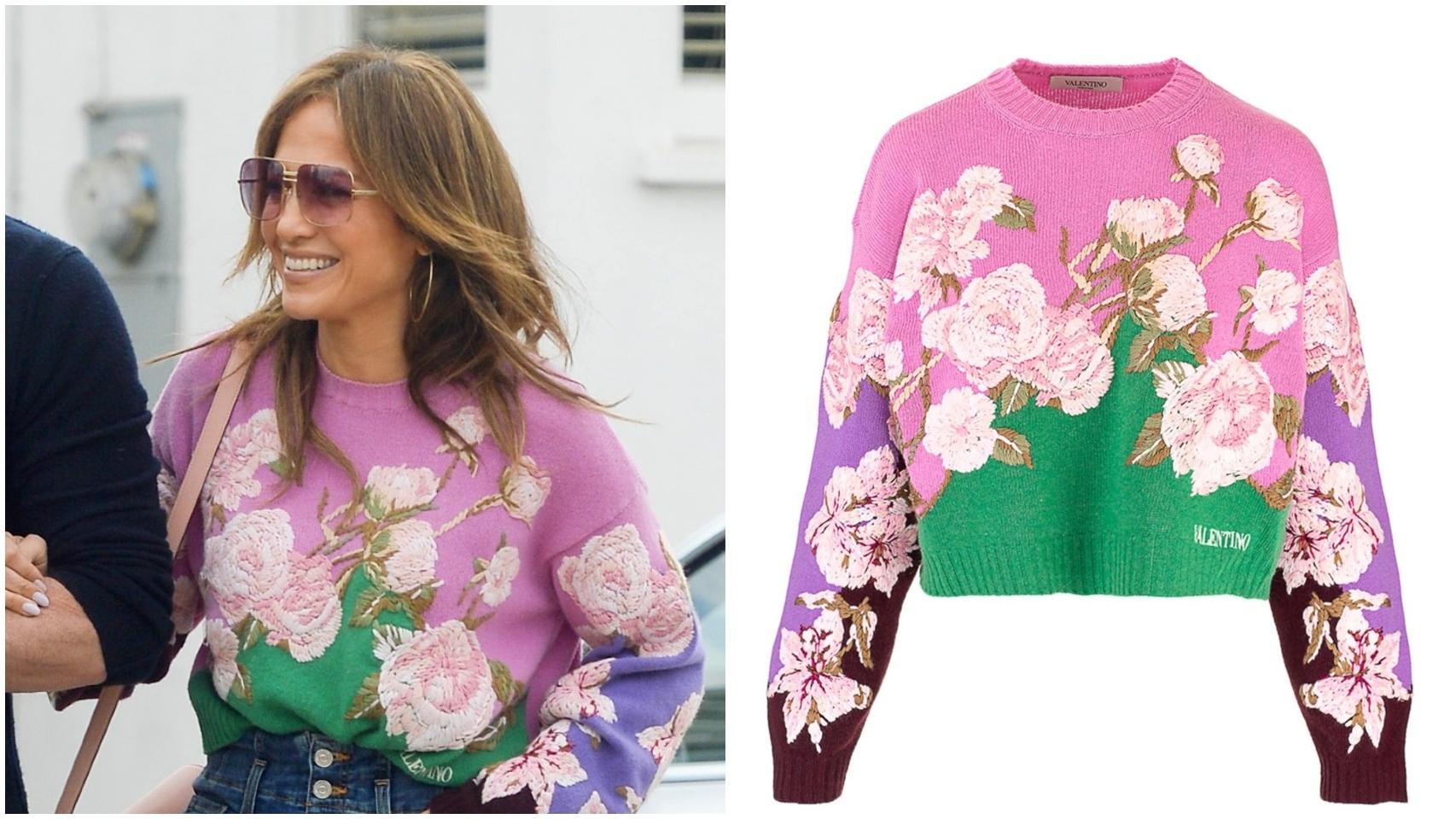 Jennifer Lopez con jersey de Valentino.