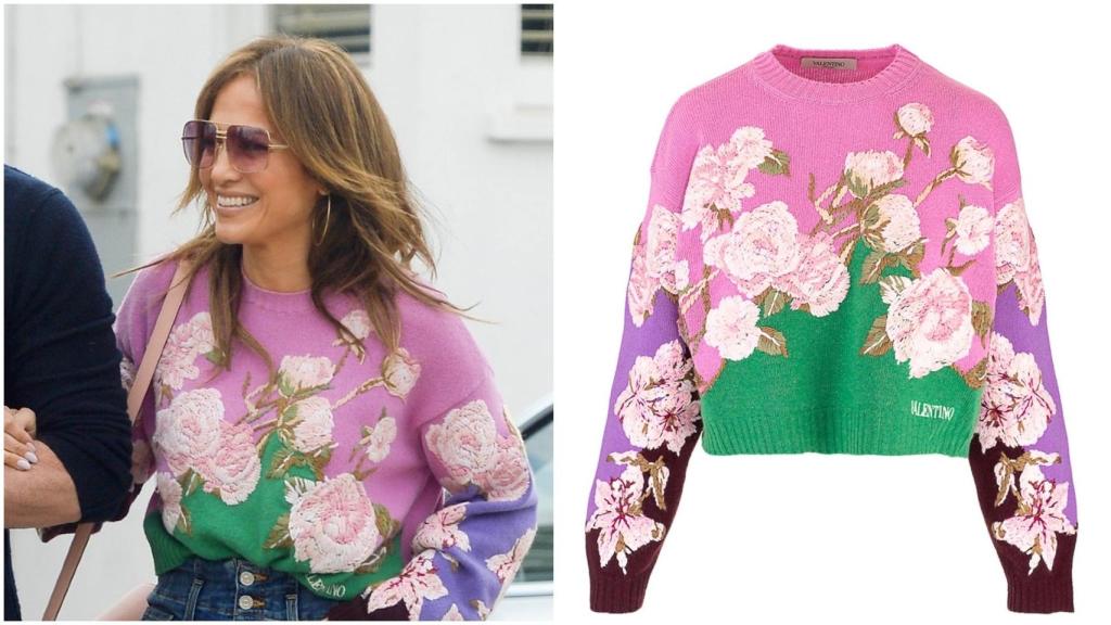 Jennifer Lopez con jersey de Valentino.