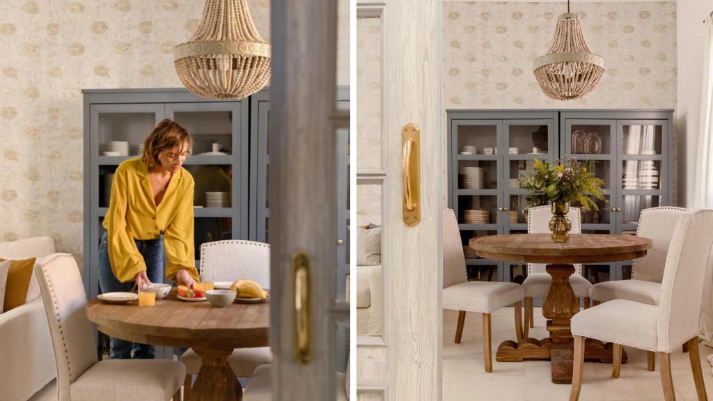 El comedor de la 'coach' es una zona de toques naturales muy acogedora.