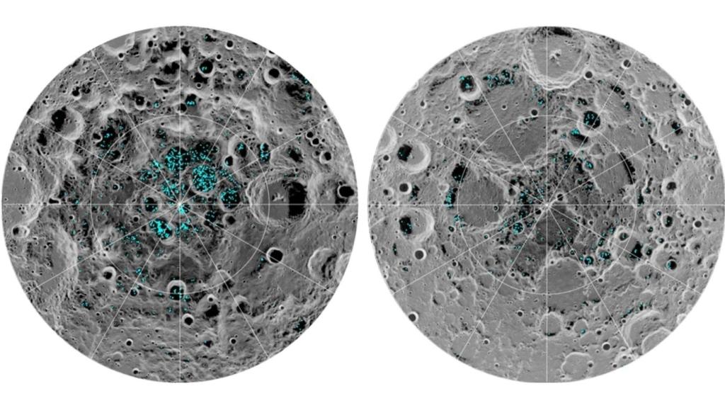 Detectan la existencia de hielo en la Luna.