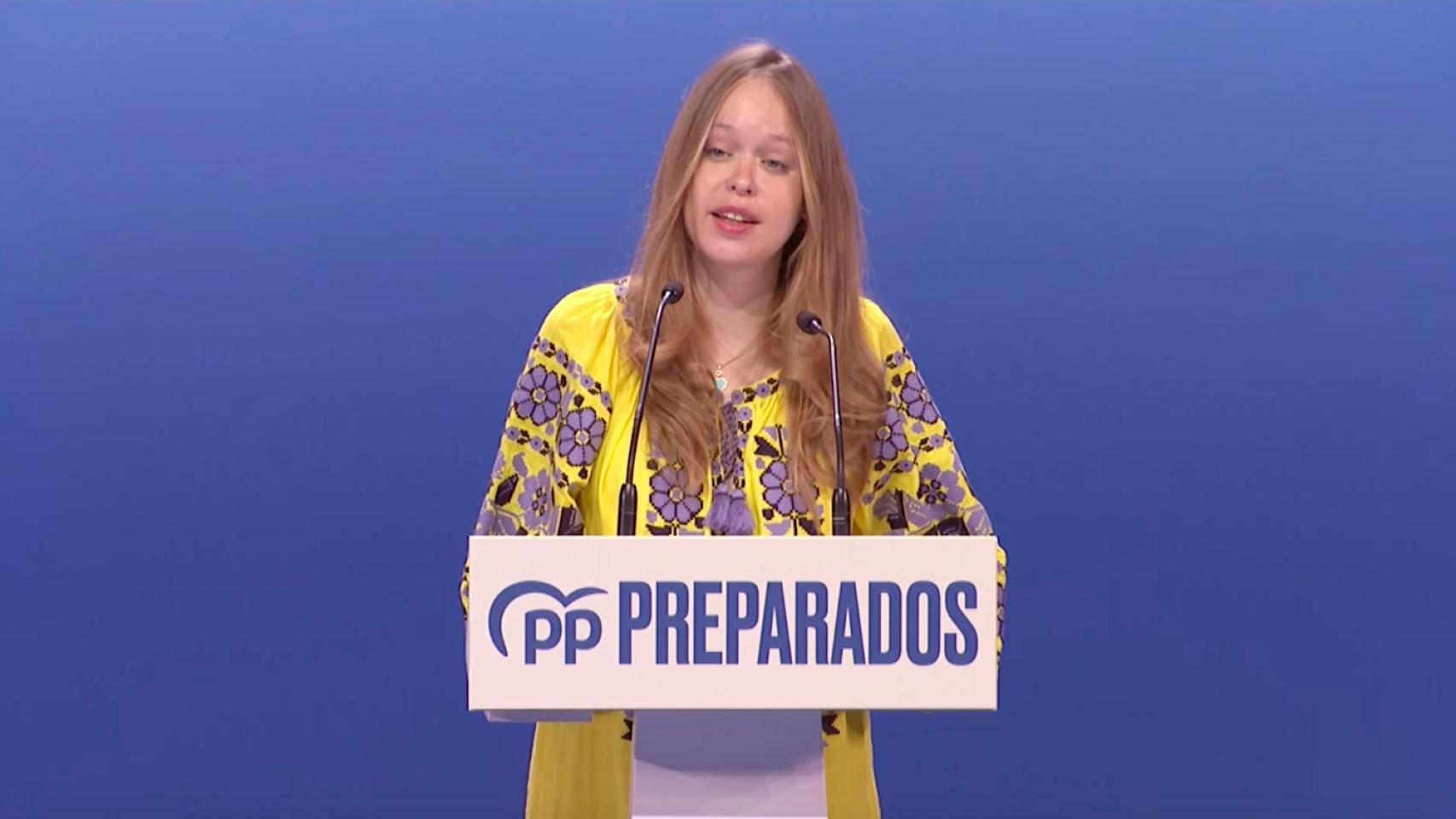 La parlamentaria, durante el discurso que ha pronunciado en el Congreso del PP.