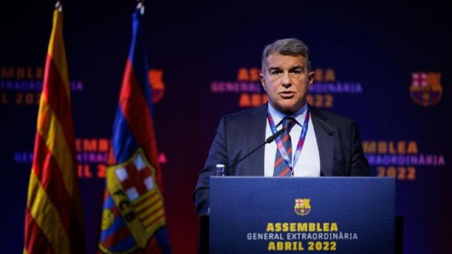 Joan Laporta, en la Asamblea Extraordinaria del FC Barcelona