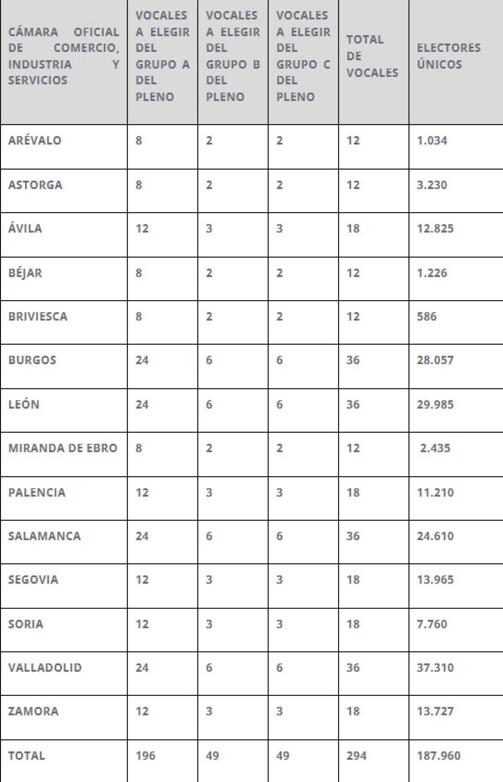 Convocatoria de elecciones de las cámaras de comercio de Castilla y León