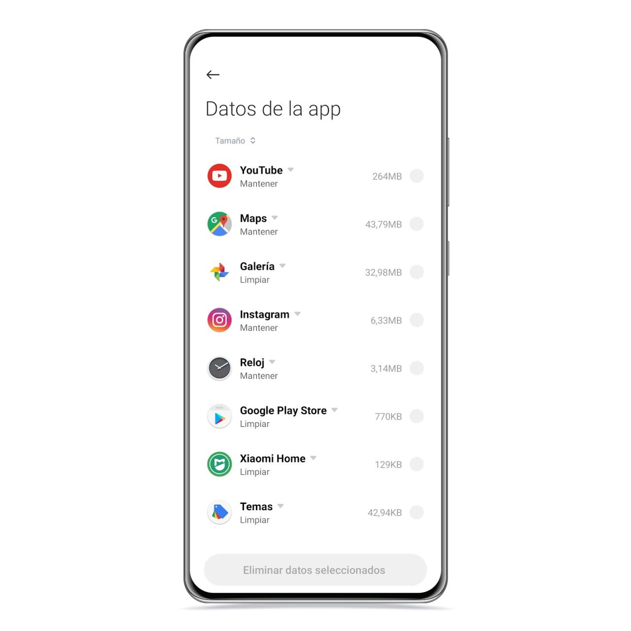 Limpiar datos de las apps