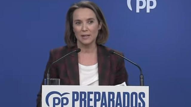 La secretaria general del PP, Cuca Gamarra, este lunes.