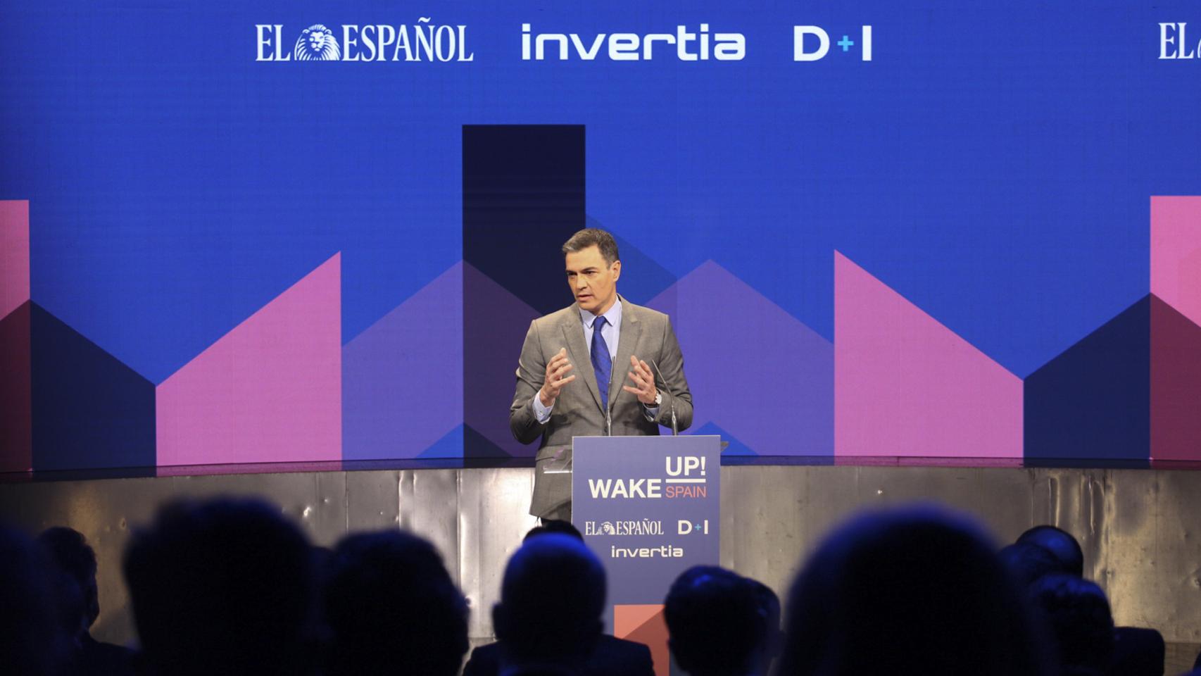 Pedro Sánchez, durante su discurso de apertura en Wake Up, Spain!