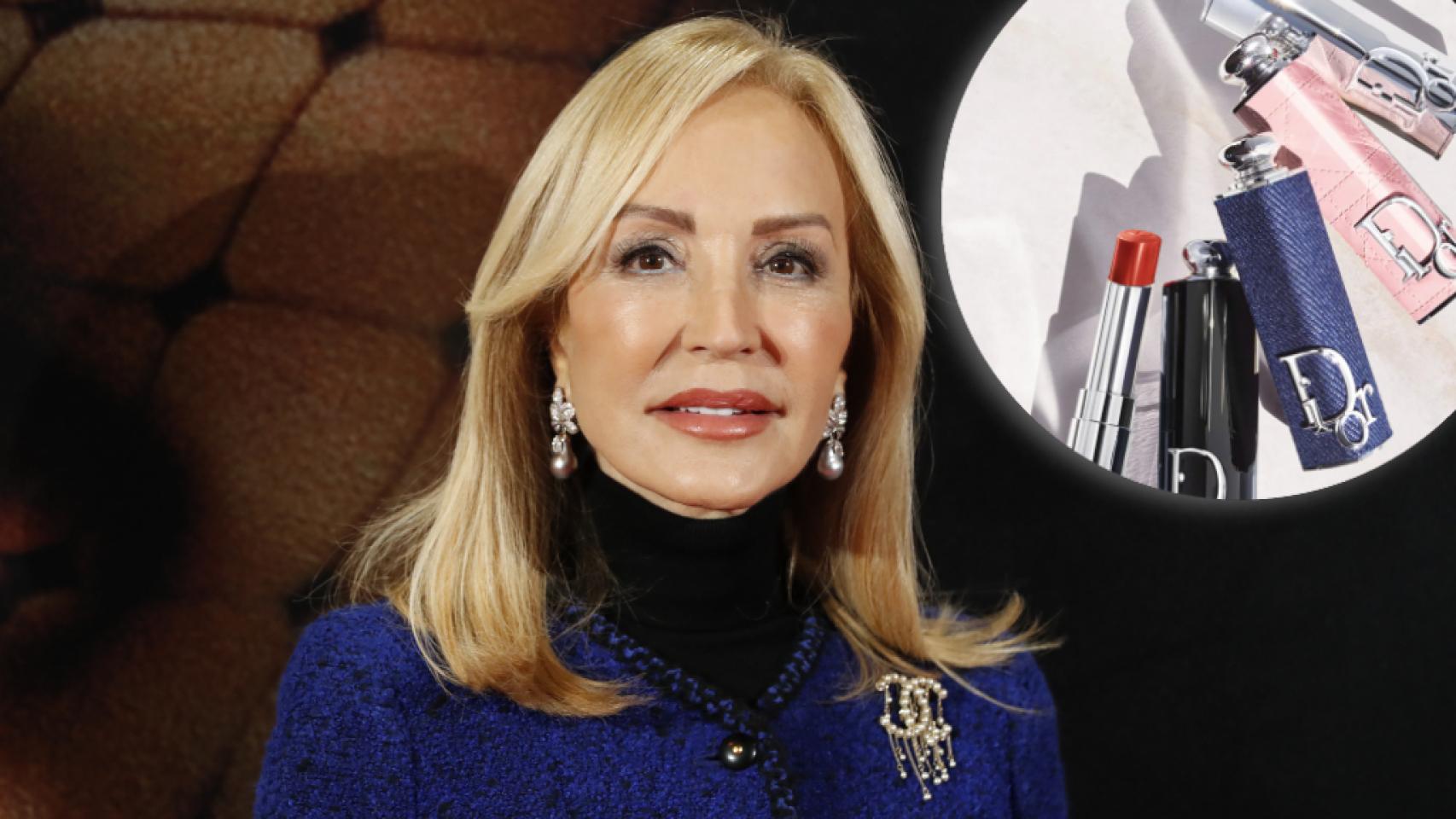 Carmen Lomana y la nueva barra de labios de Dior en un montaje de JALEOS.