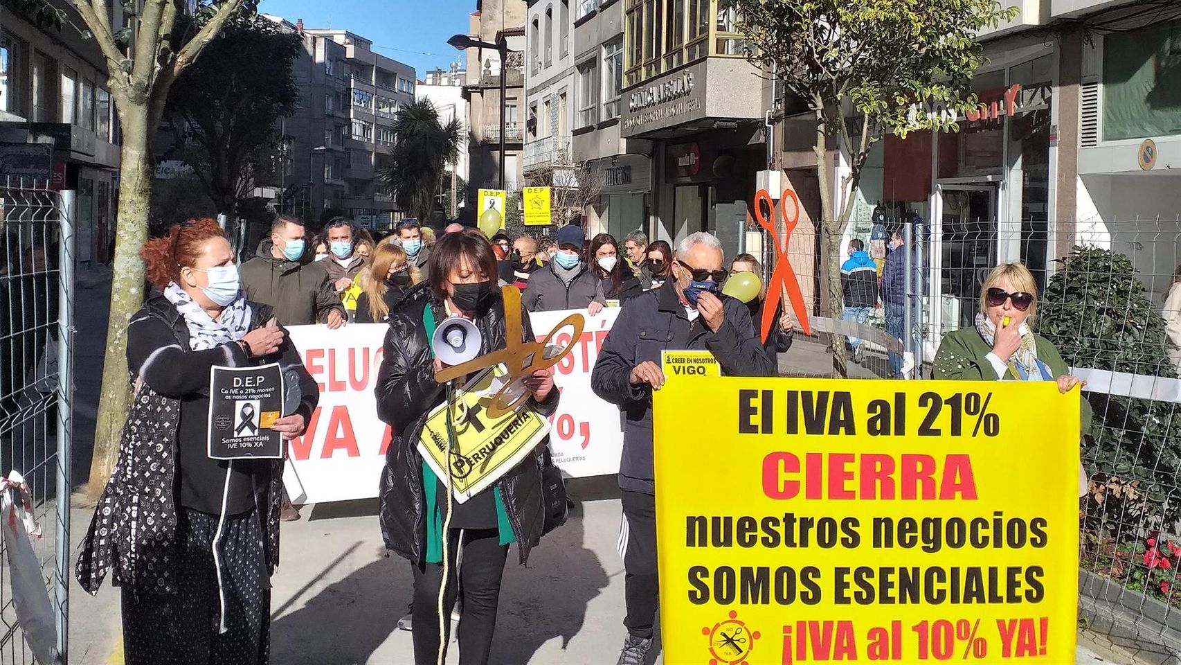 Manifestación del sector de la imagen personal en Vigo.