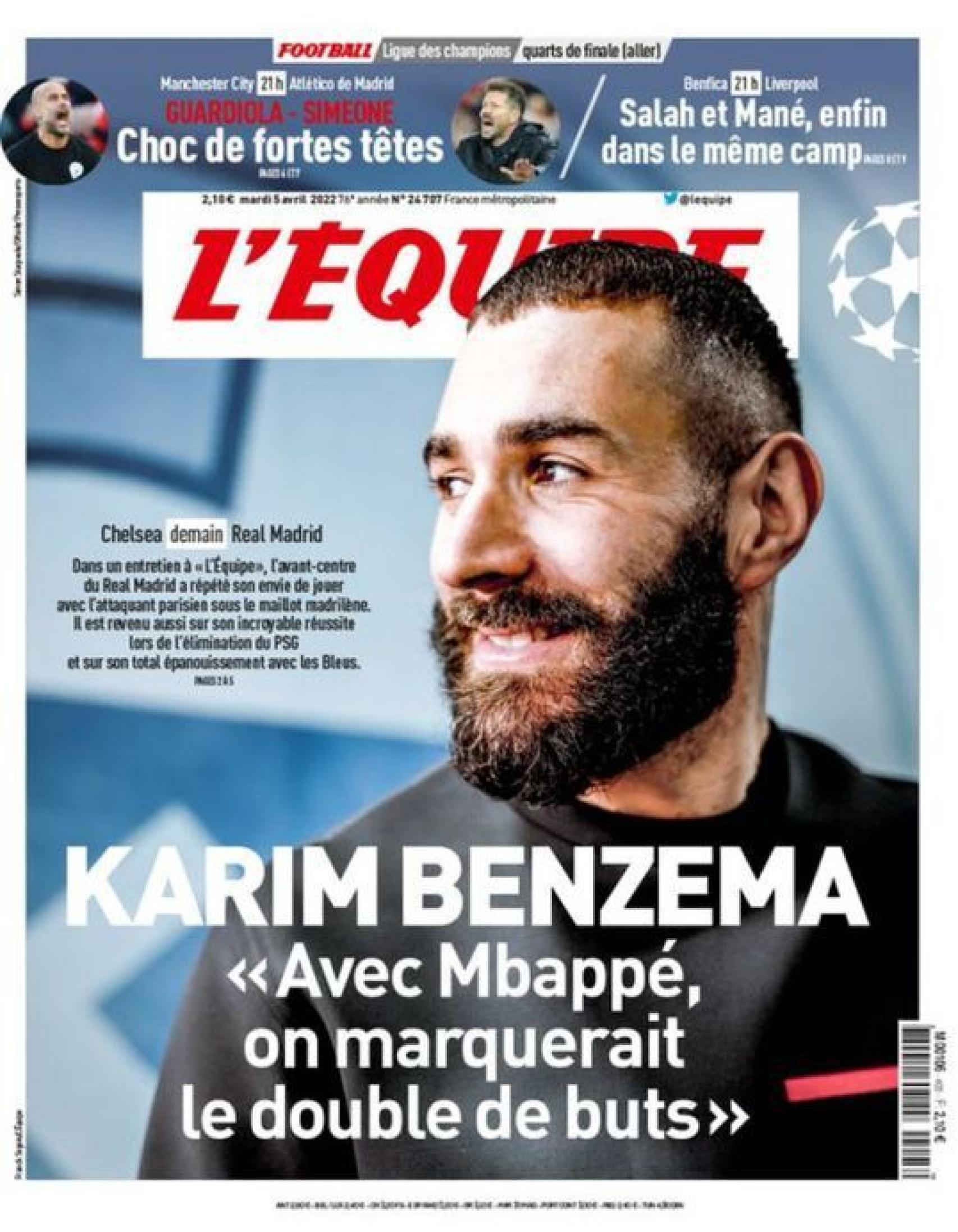 Portada L'Équipe (05/04/2022)