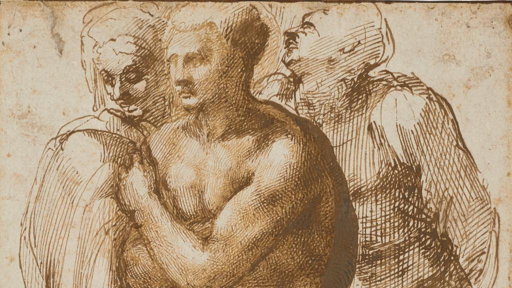 'A nude young man (after Masaccio) surrounded by two figure'