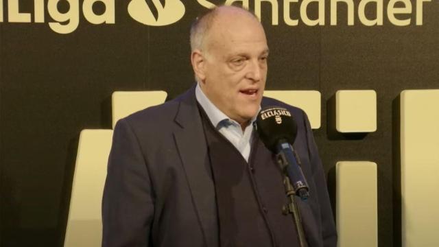 Javier Tebas, presidente de LaLiga, en la presentación del Clásico entre Real Madrid y FC Barcelona.