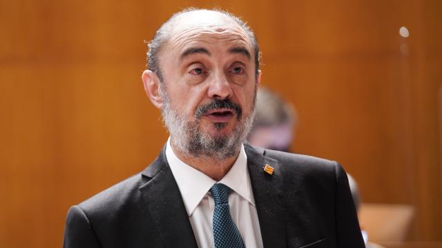 Javier Lambán, líder del PSOE regional, durante un acto como presidente de Aragón