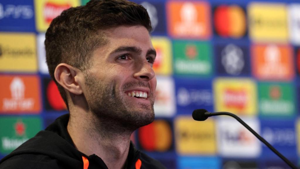 Christian Pulisic, en rueda de prensa de la Champions League con el Chelsea
