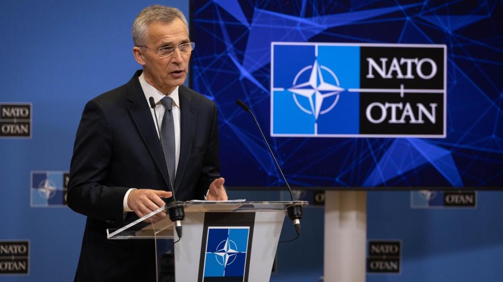 El secretario general de la OTAN, Jens Stoltenberg, durante la rueda de prensa de este martes