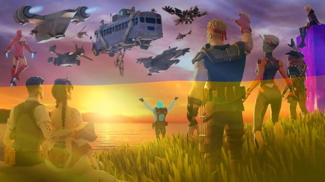 Fortnite y la bandera ucraniana.