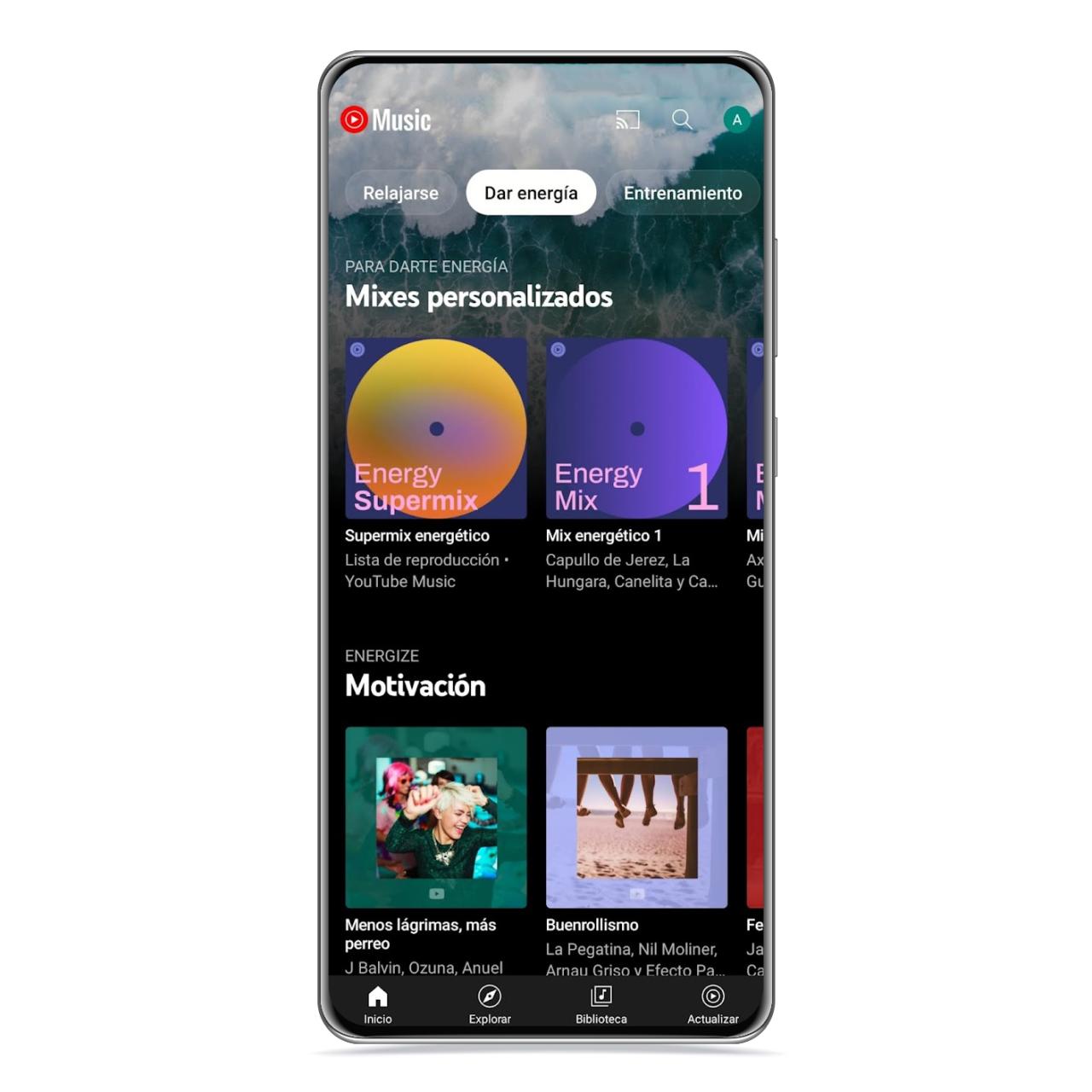 Listas motivadoras de YouTube Music