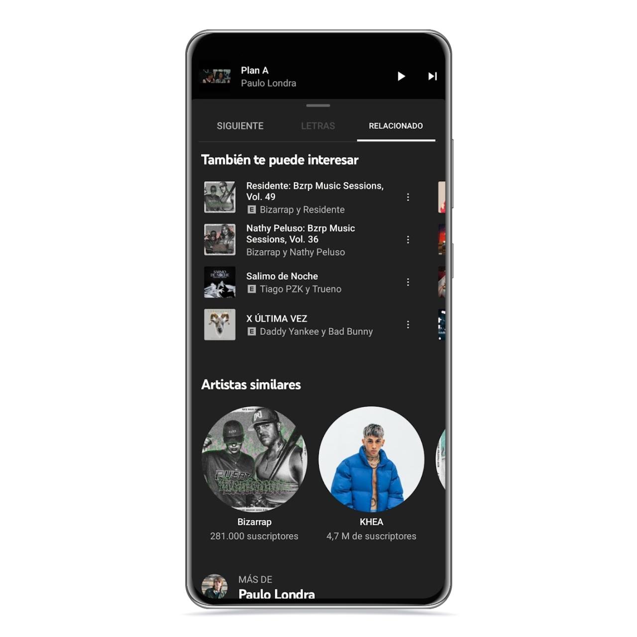 Recomendaciones de YouTube Music
